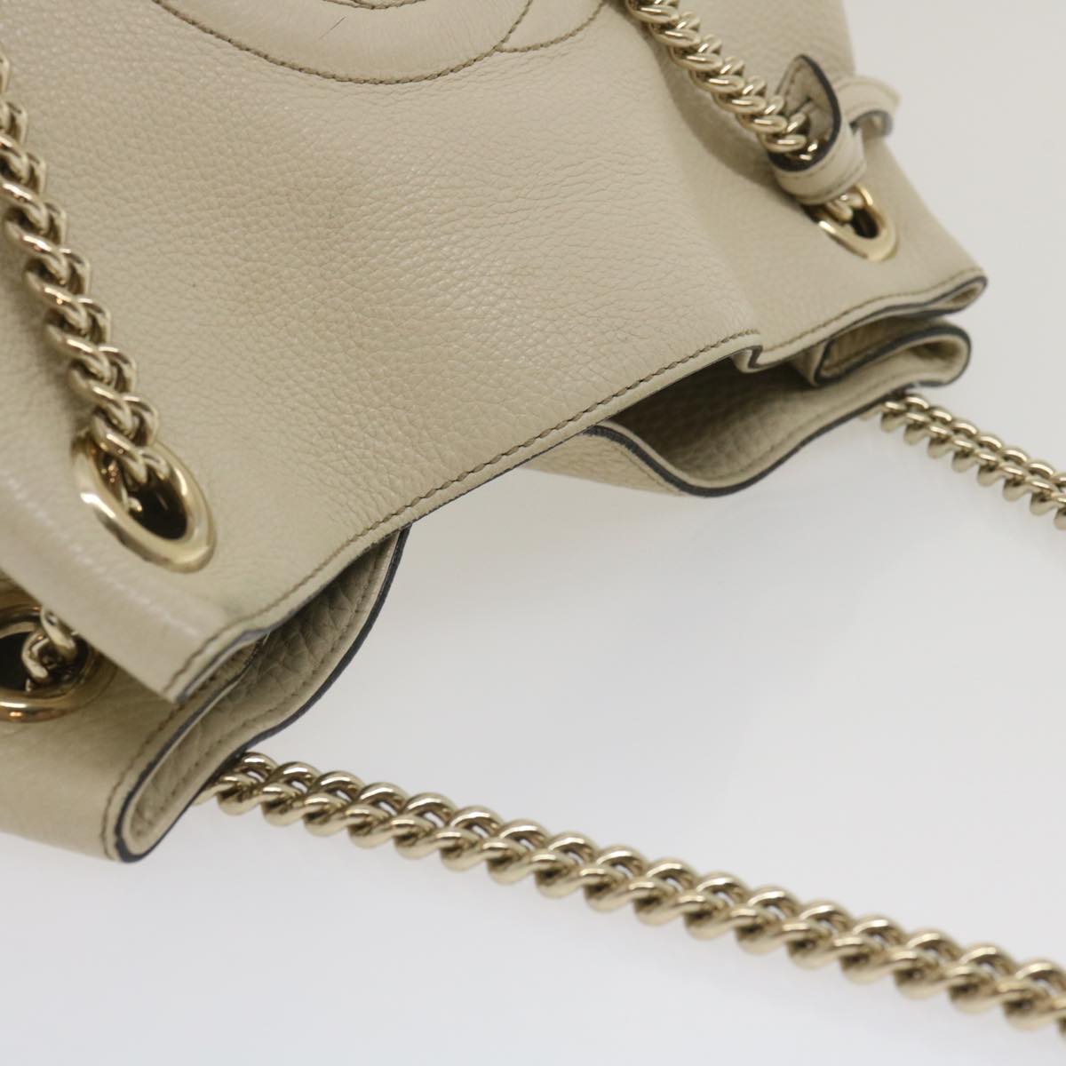GUCCI Interlocking Chain Tote Bag Leather White am2354g