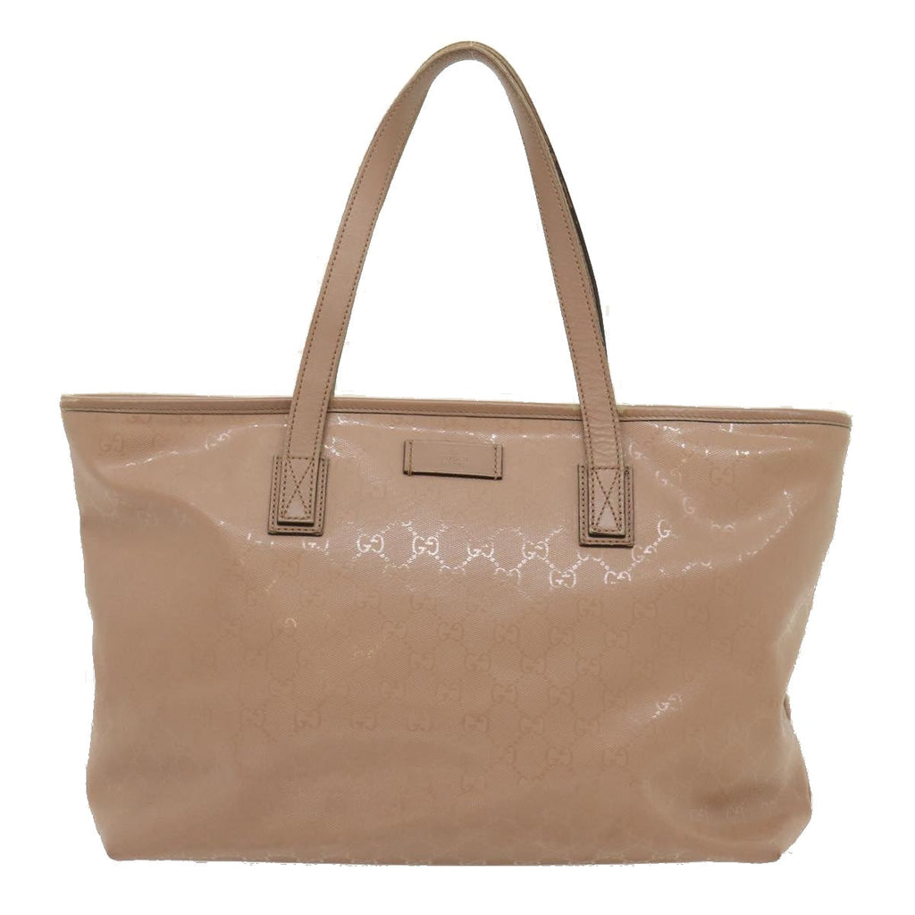 GUCCI GG Canvas Tote Bag PVC Leather Beige am2355g