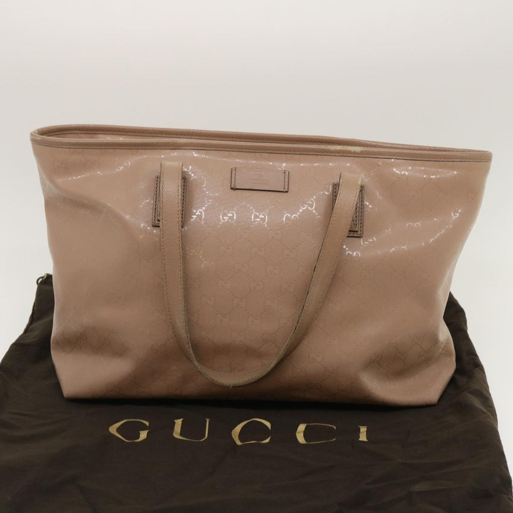 GUCCI GG Canvas Tote Bag PVC Leather Beige am2355g