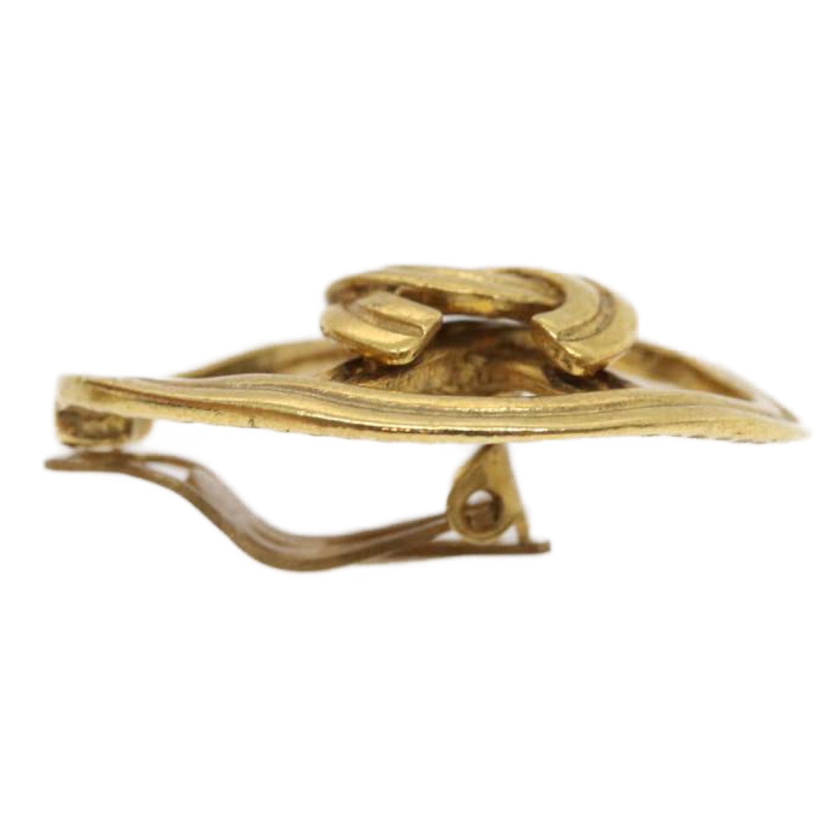 CHANEL COCO Mark Clip-on Earring Gold Tone CC am2421gA