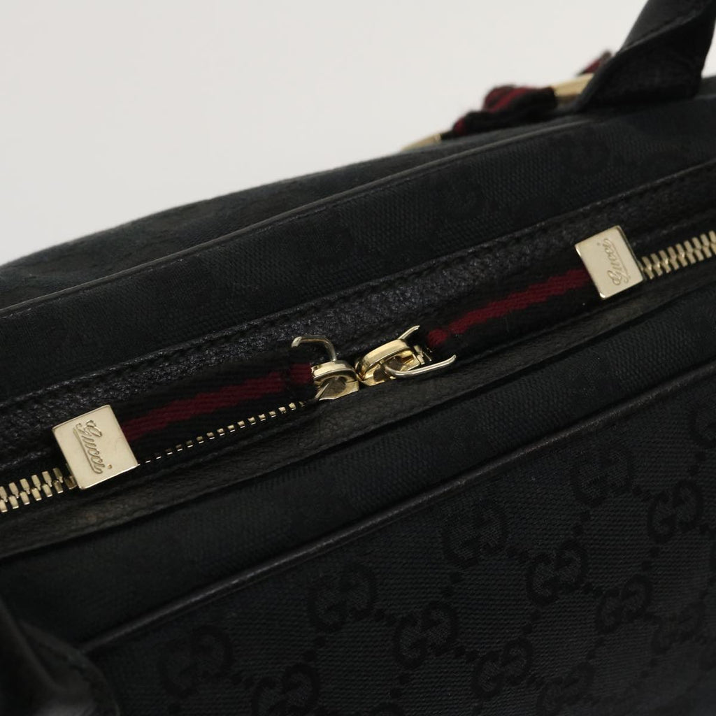 GUCCI Web Sherry Line GG Canvas Hand Bag Black Red Green am2453g