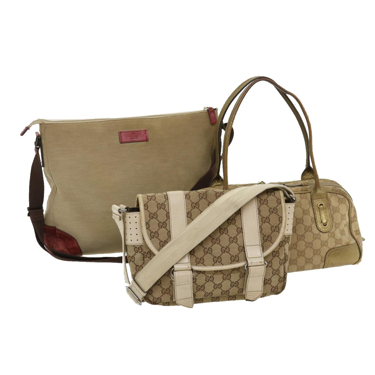 GUCCI GG Canvas Shoulder Bag 3Set Beige am2482g