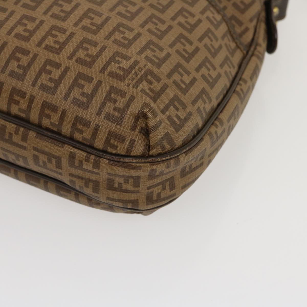 FENDI Zucchino Canvas Shoulder Bag Brown am2491g