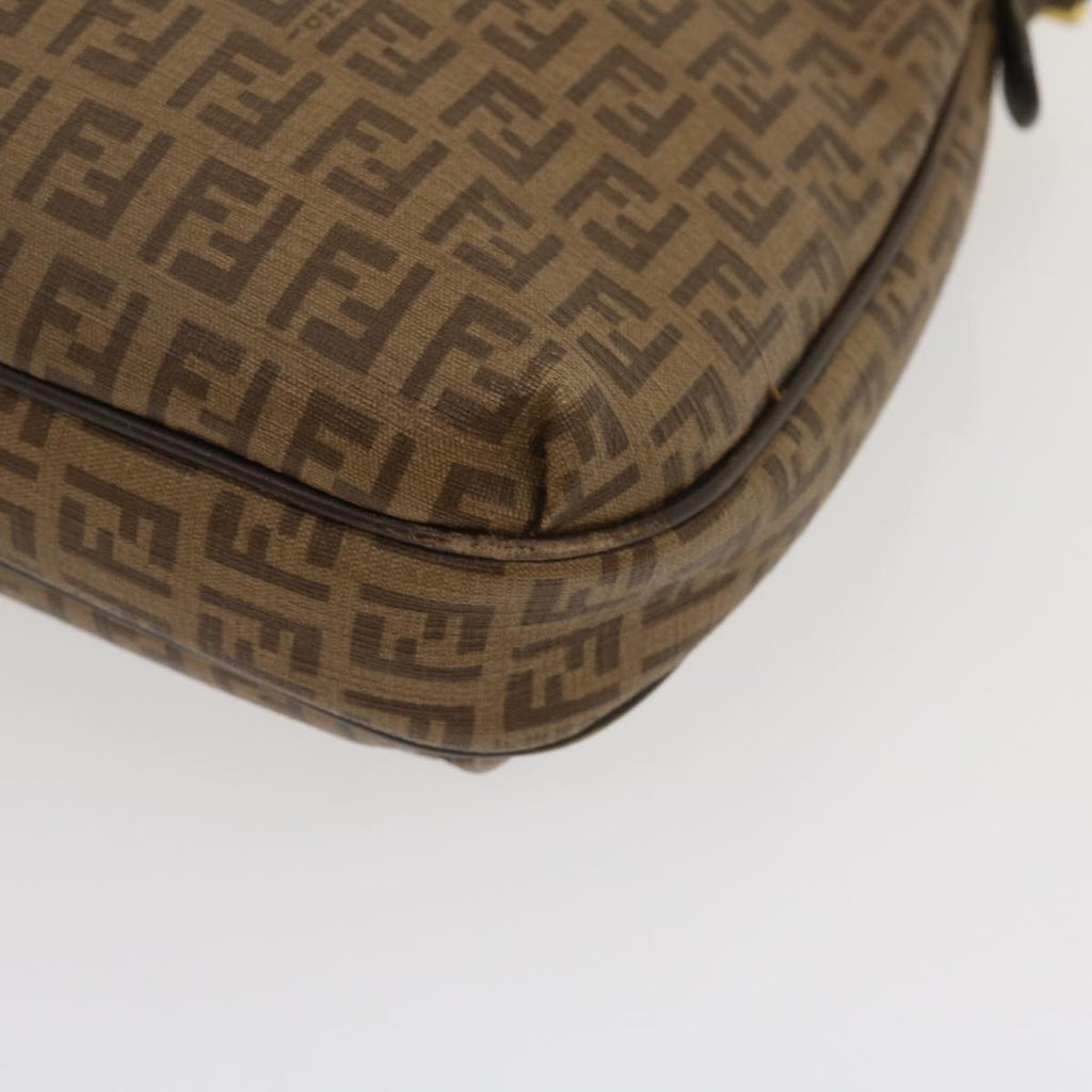 FENDI Zucchino Canvas Shoulder Bag Brown am2491g