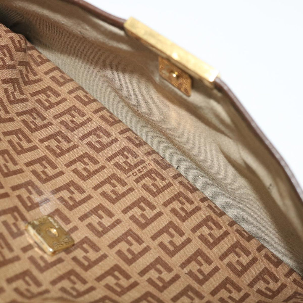 FENDI Zucchino Canvas Shoulder Bag Brown am2491g