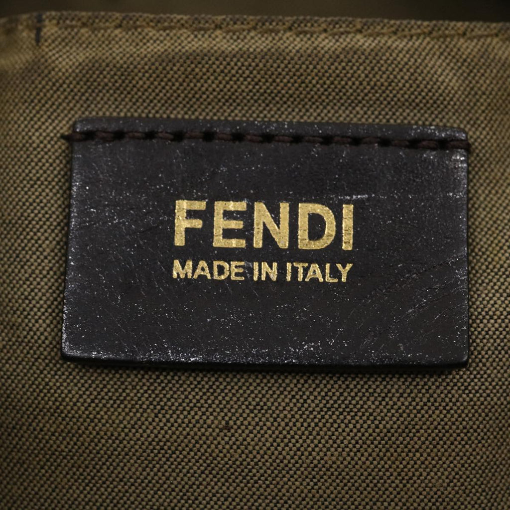 FENDI Zucchino Canvas Shoulder Bag Brown am2491g