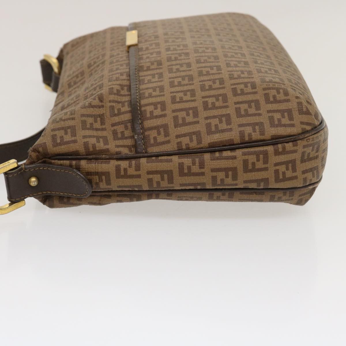 FENDI Zucchino Canvas Shoulder Bag Brown am2491g