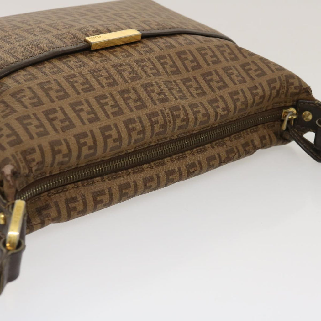 FENDI Zucchino Canvas Shoulder Bag Brown am2491g