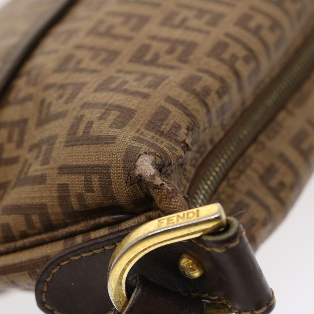 FENDI Zucchino Canvas Shoulder Bag Brown am2491g