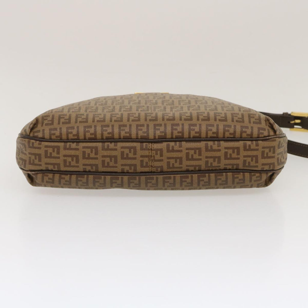 FENDI Zucchino Canvas Shoulder Bag Brown am2491g