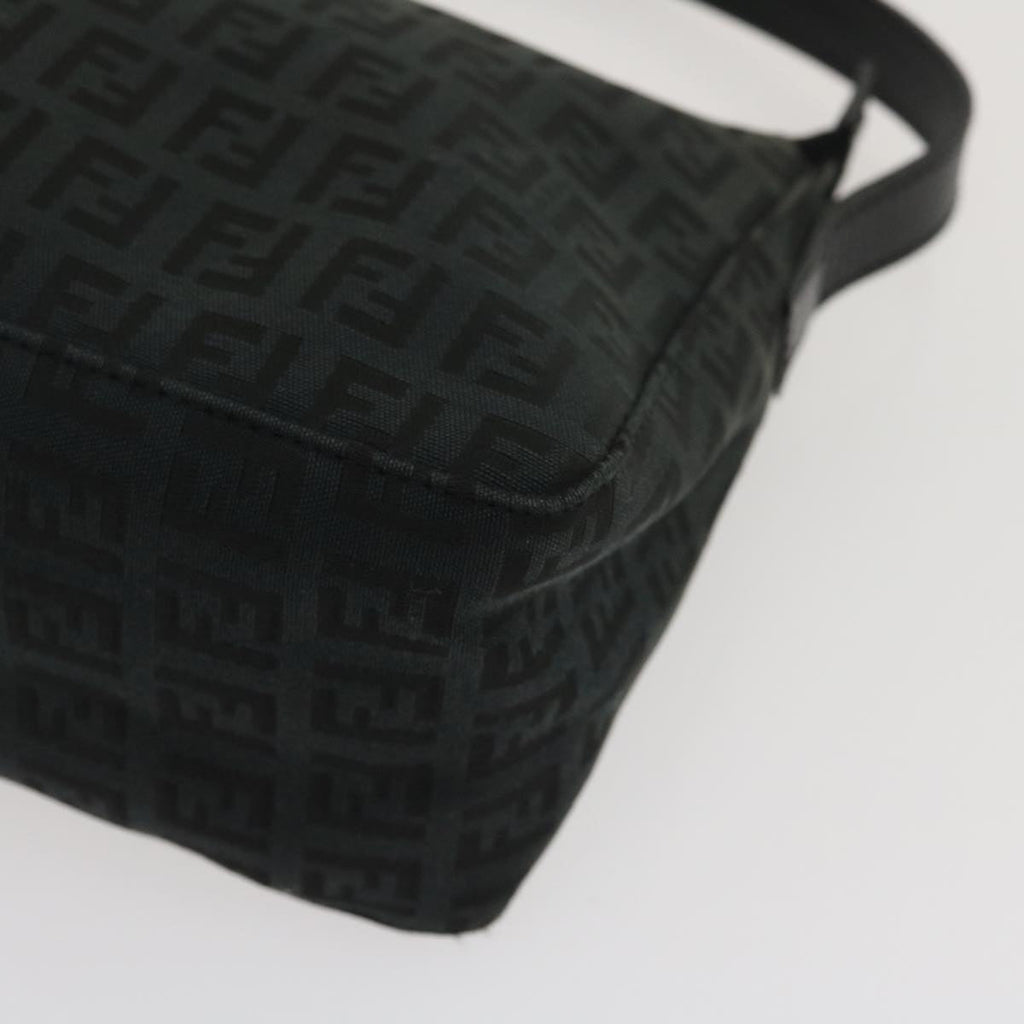 FENDI Zucchino Canvas Shoulder Bag Black am2528g