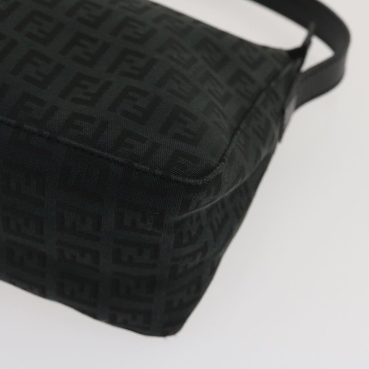 FENDI Zucchino Canvas Shoulder Bag Black am2528g