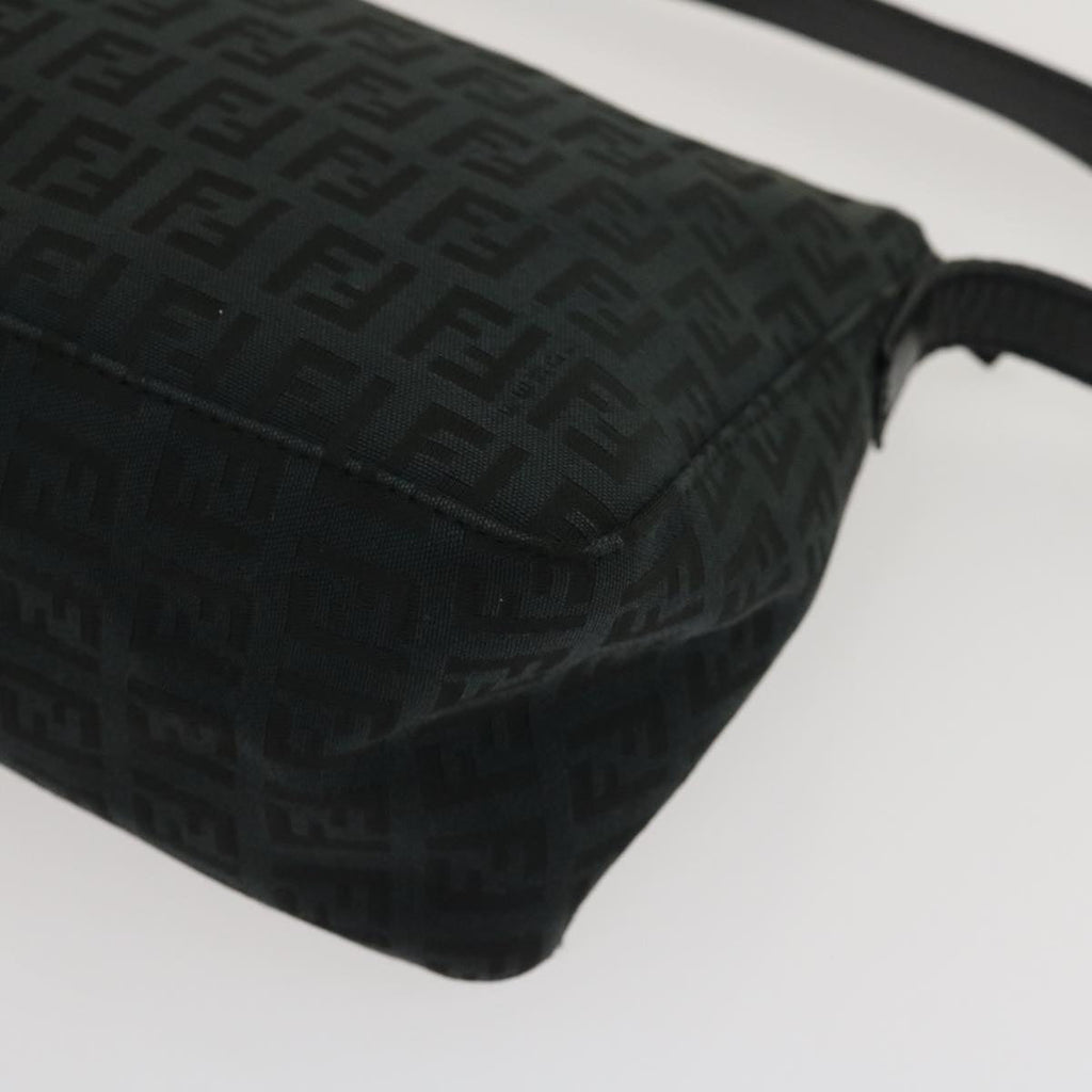FENDI Zucchino Canvas Shoulder Bag Black am2528g
