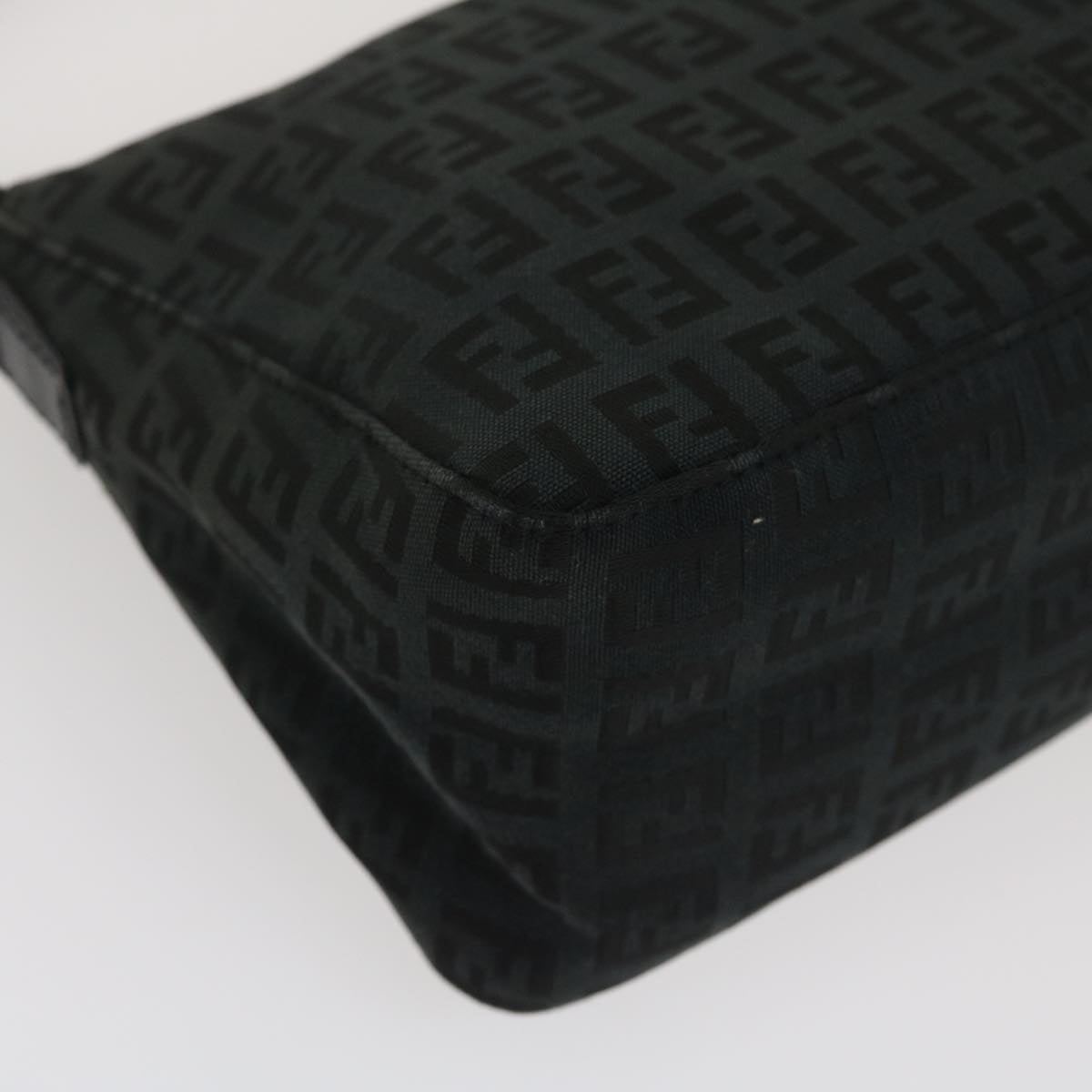 FENDI Zucchino Canvas Shoulder Bag Black am2528g