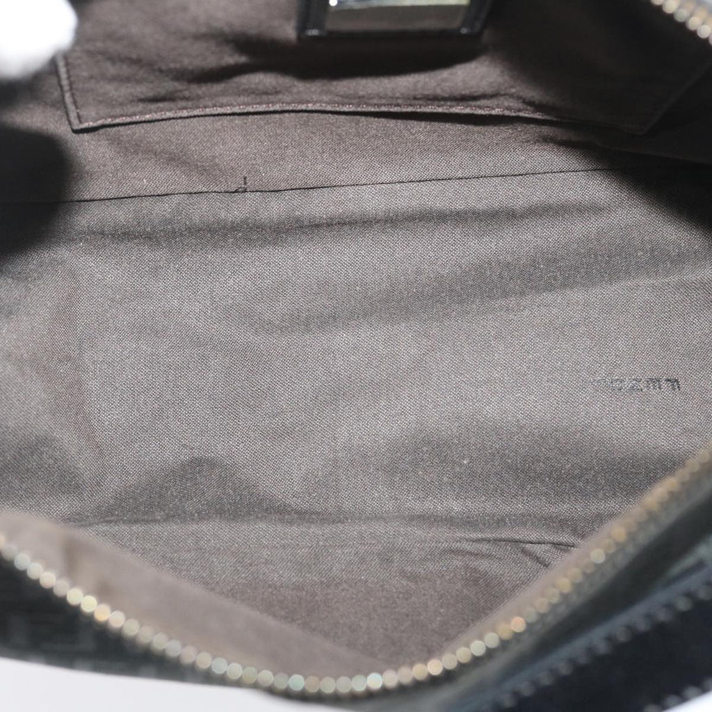 FENDI Zucchino Canvas Shoulder Bag Black am2528g
