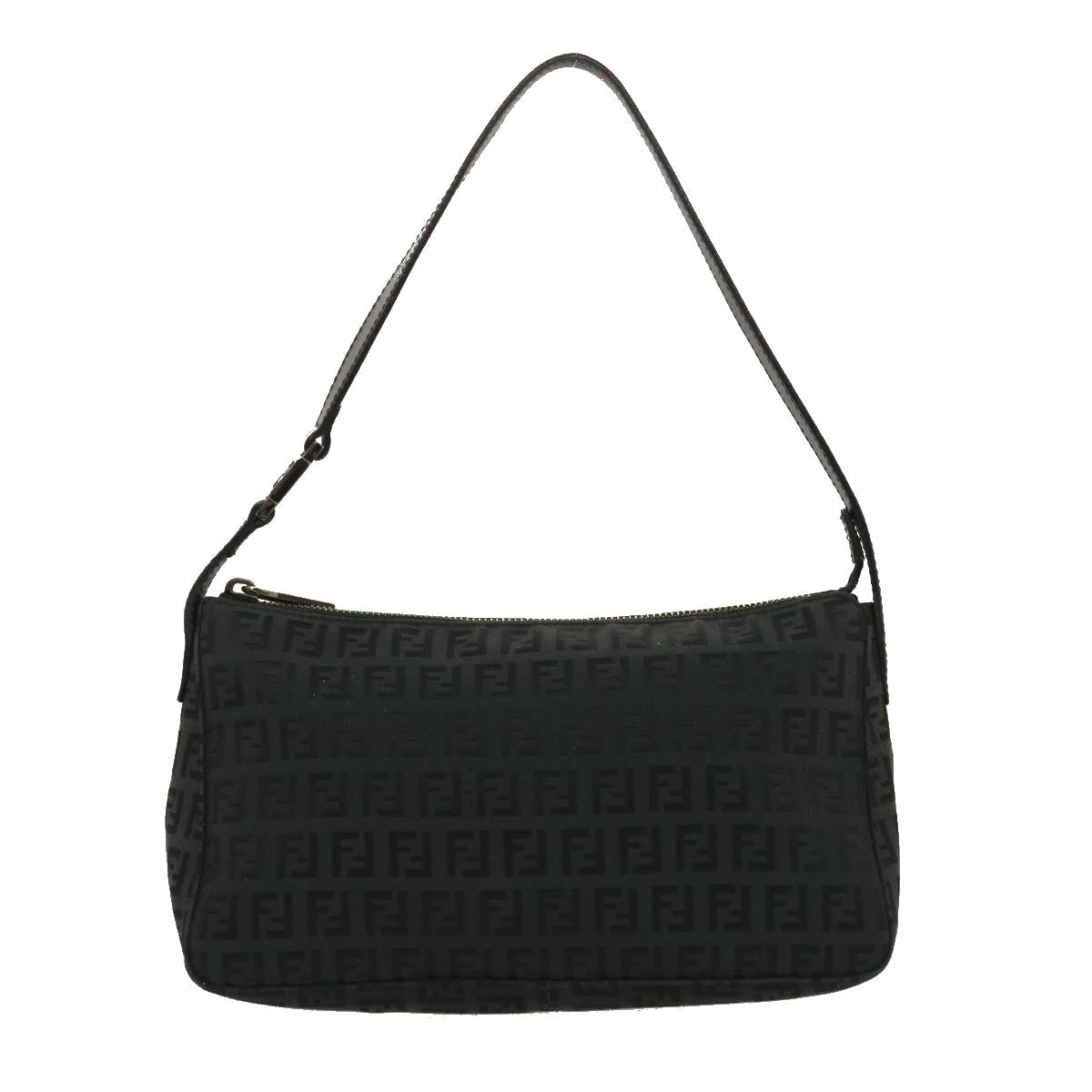 FENDI Zucchino Canvas Shoulder Bag Black am2528g