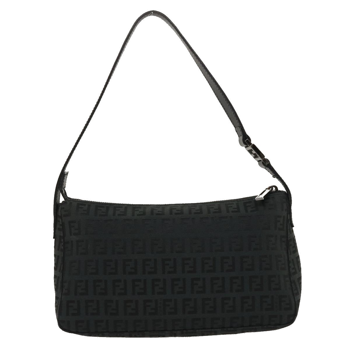 FENDI Zucchino Canvas Shoulder Bag Black am2528g