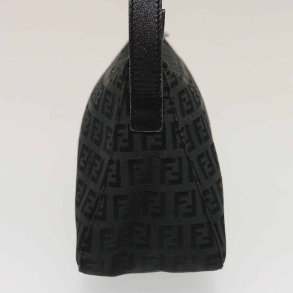 FENDI Zucchino Canvas Shoulder Bag Black am2528g