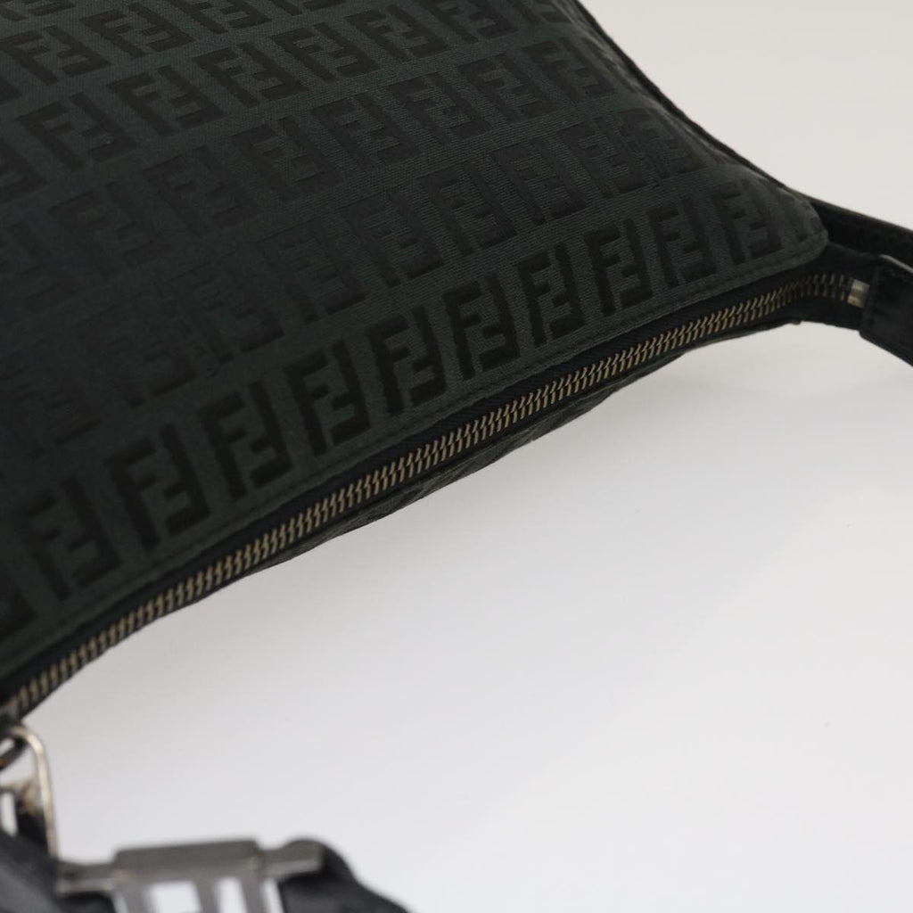 FENDI Zucchino Canvas Shoulder Bag Black am2528g