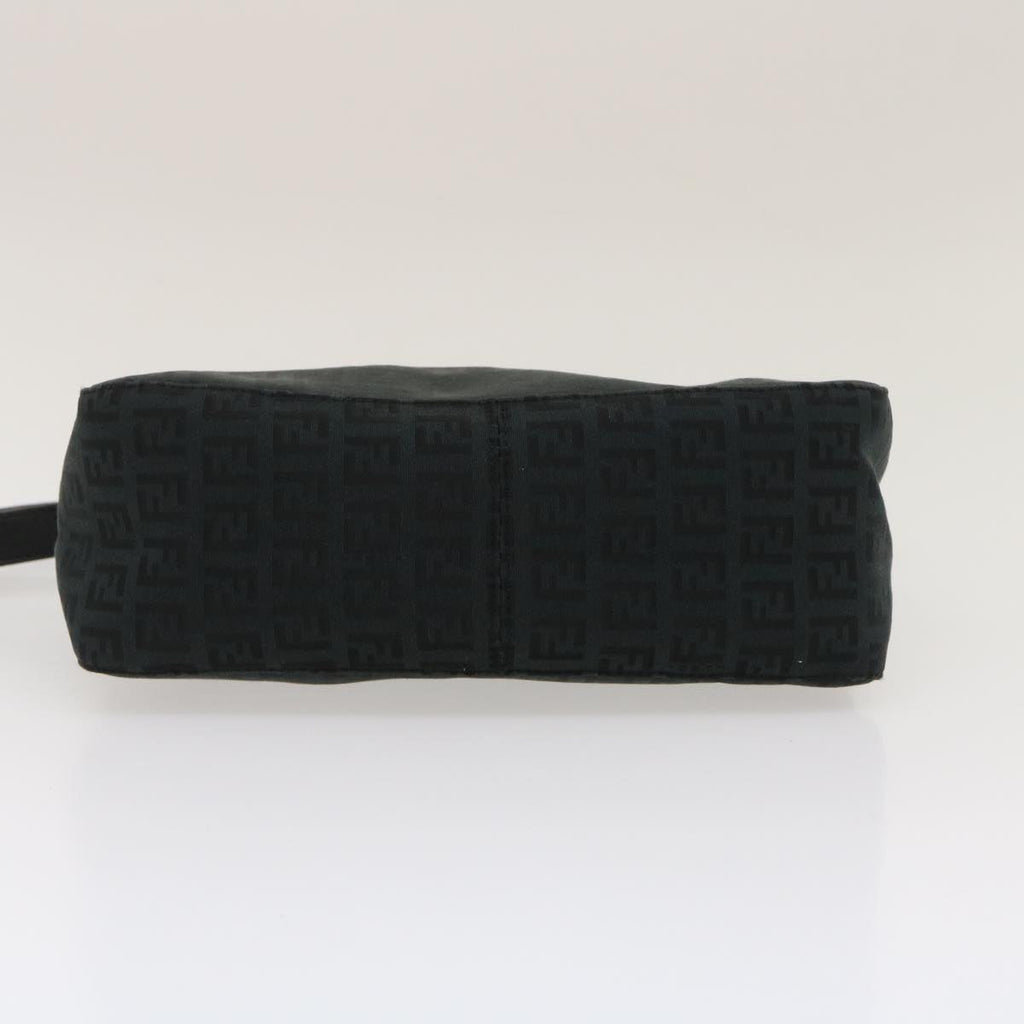 FENDI Zucchino Canvas Shoulder Bag Black am2528g