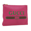 GUCCI Web Sherry Line Soho Clutch Bag Leather Pink am2581g