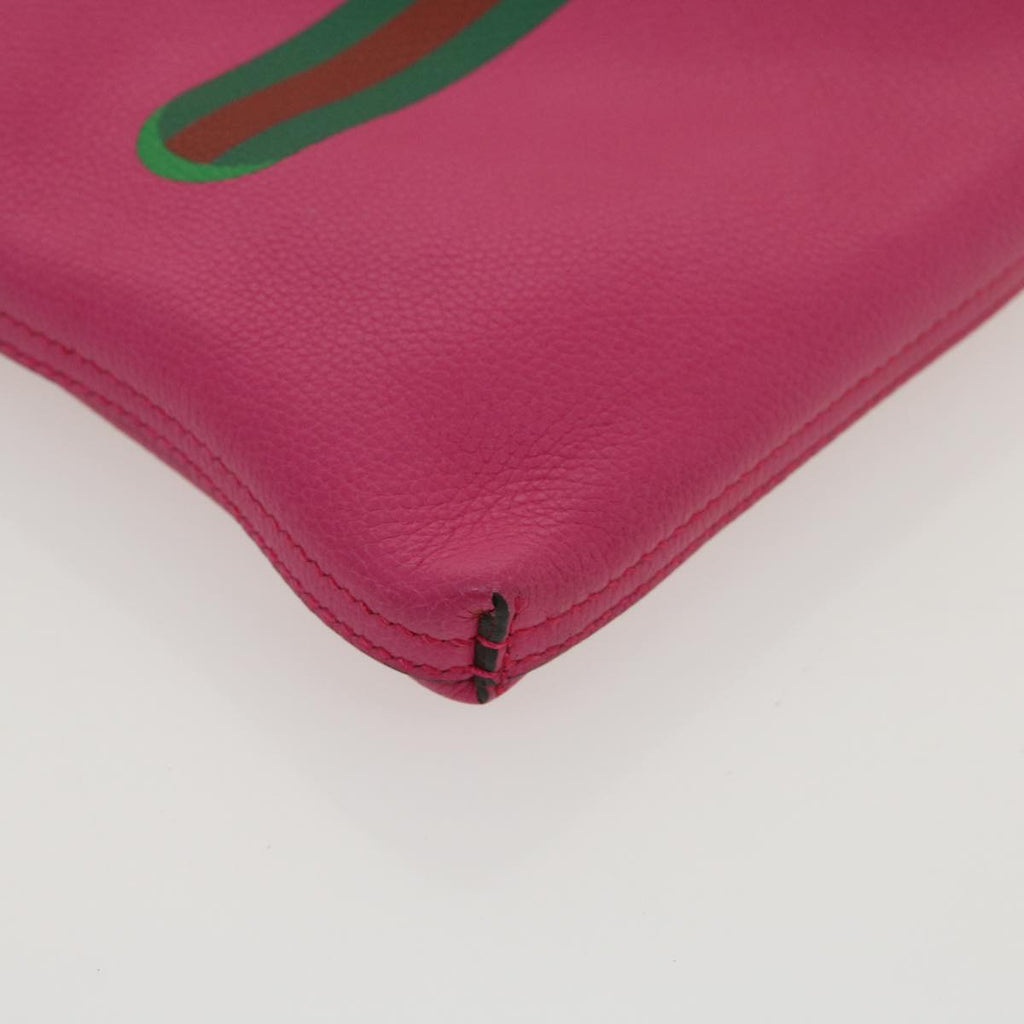 GUCCI Web Sherry Line Soho Clutch Bag Leather Pink am2581g