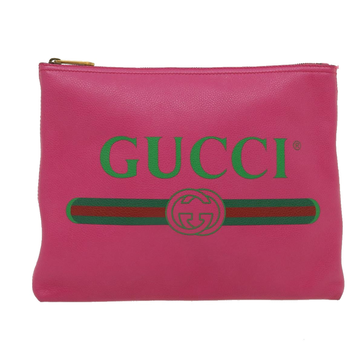 GUCCI Web Sherry Line Soho Clutch Bag Leather Pink am2581g