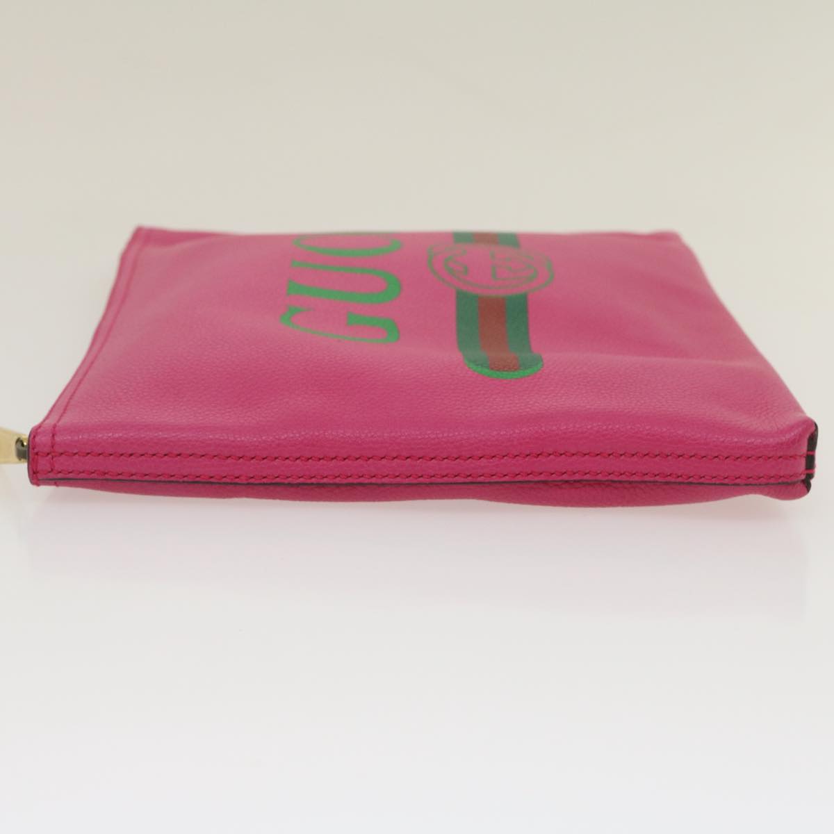 GUCCI Web Sherry Line Soho Clutch Bag Leather Pink am2581g
