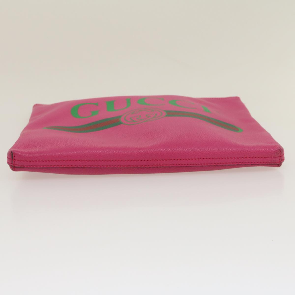GUCCI Web Sherry Line Soho Clutch Bag Leather Pink am2581g