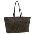 FENDI Zucca Canvas Tote Bag PVC Leather Brown Black am2618g