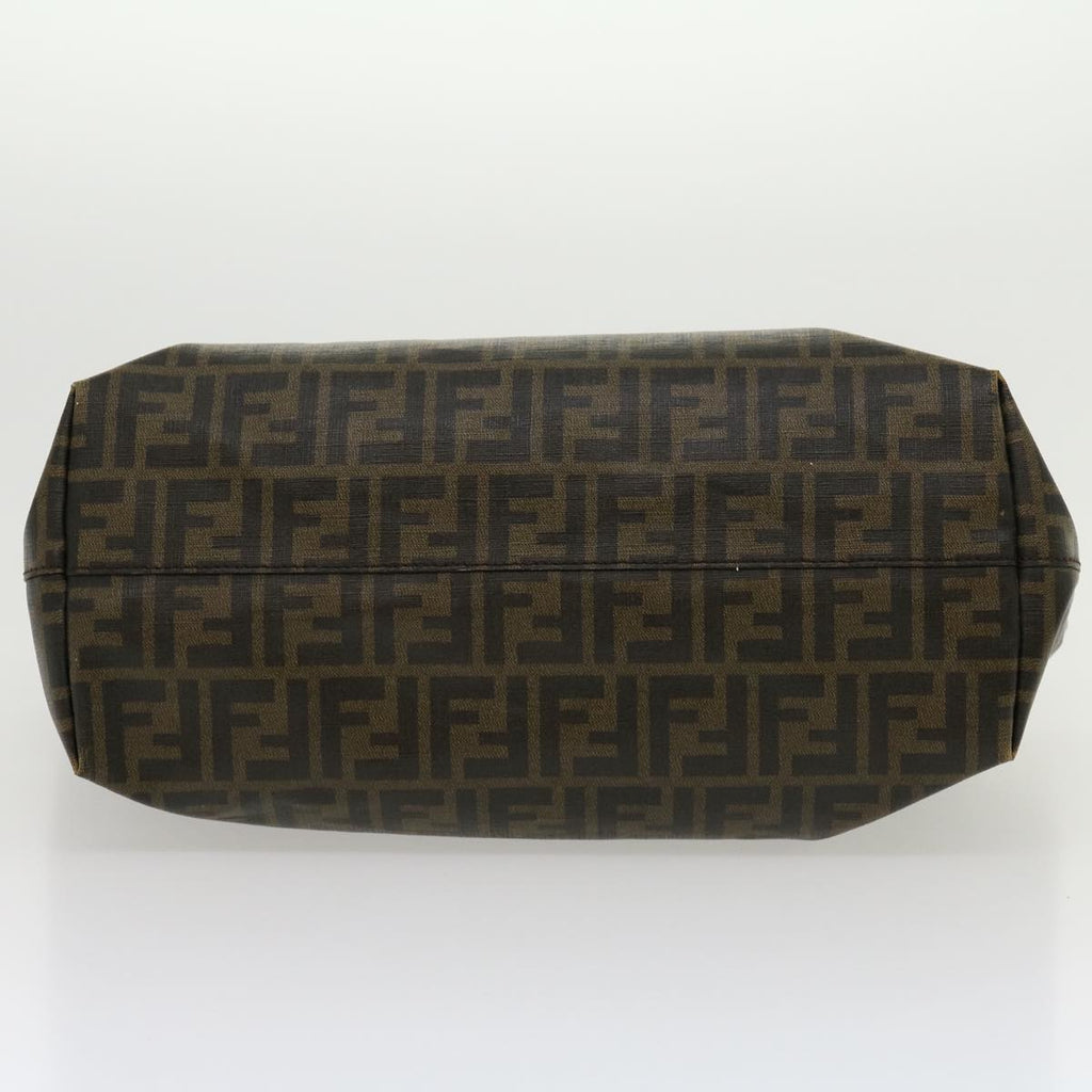 FENDI Zucca Canvas Tote Bag PVC Leather Brown Black am2618g