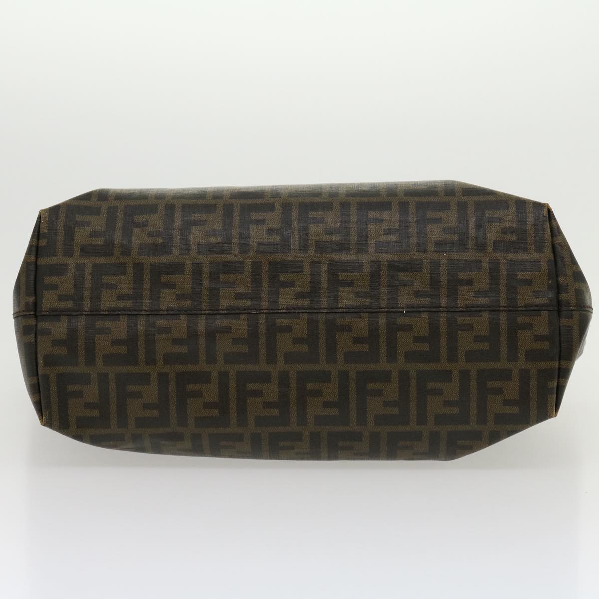 FENDI Zucca Canvas Tote Bag PVC Leather Brown Black am2618g
