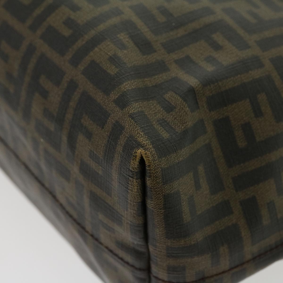 FENDI Zucca Canvas Tote Bag PVC Leather Brown Black am2618g