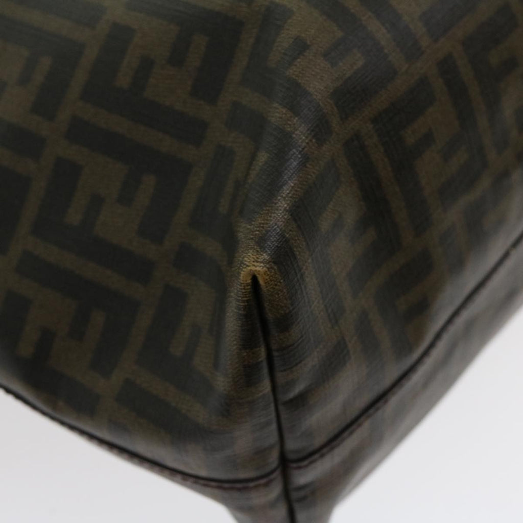 FENDI Zucca Canvas Tote Bag PVC Leather Brown Black am2618g