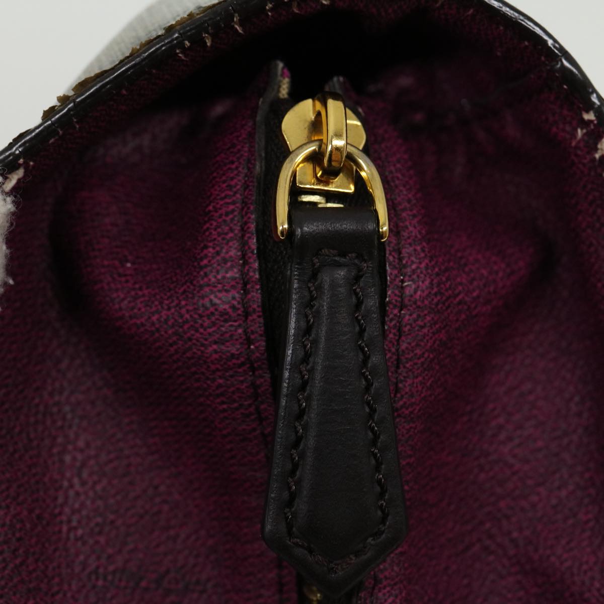 FENDI Zucca Canvas Tote Bag PVC Leather Brown Black am2618g