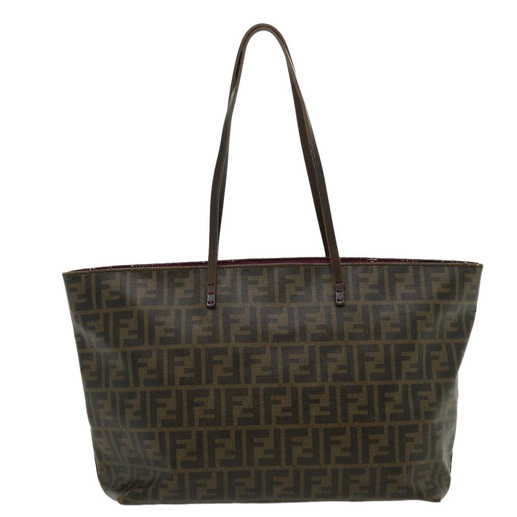 FENDI Zucca Canvas Tote Bag PVC Leather Brown Black am2618g