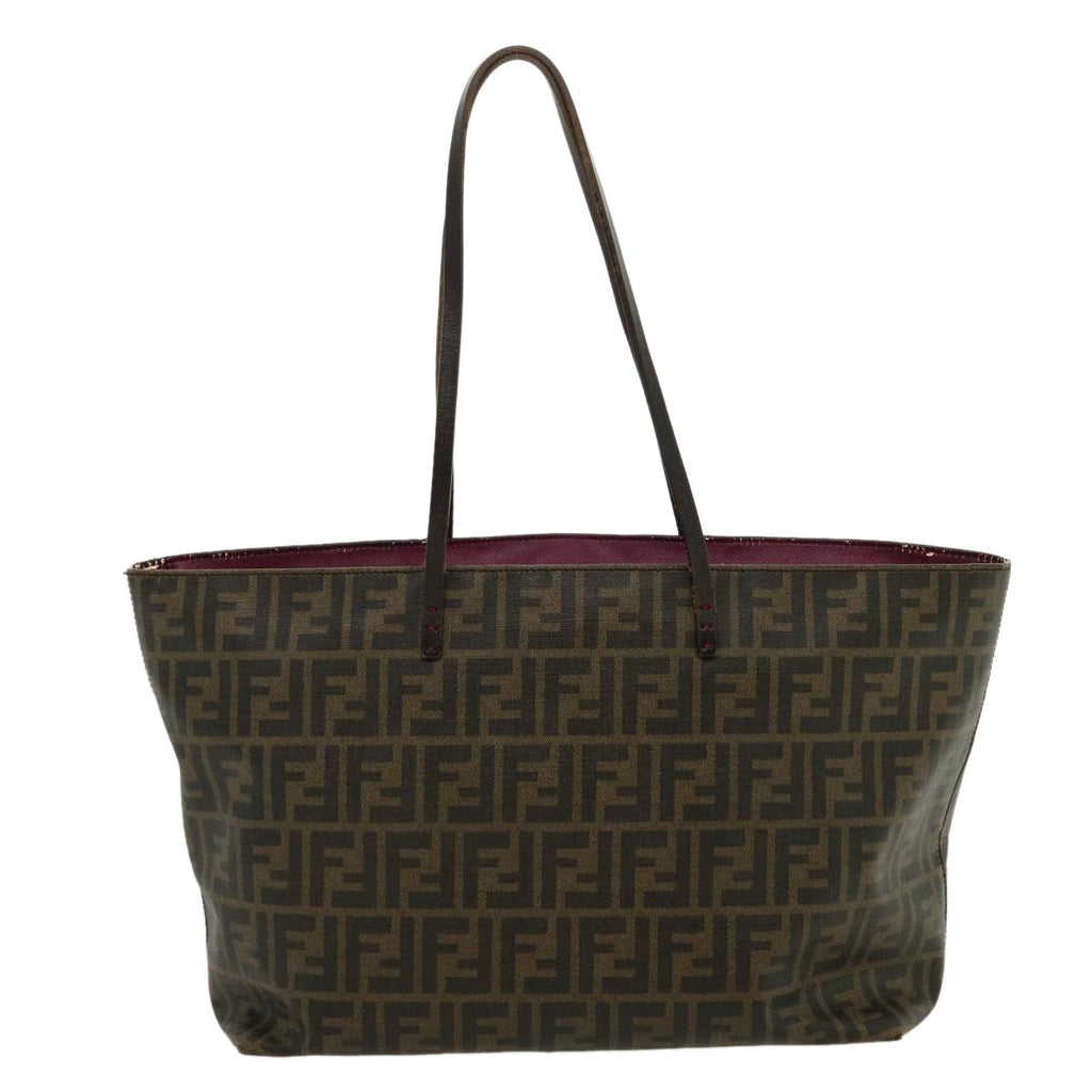 FENDI Zucca Canvas Tote Bag PVC Leather Brown Black am2618g