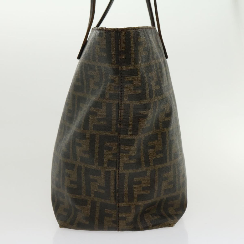 FENDI Zucca Canvas Tote Bag PVC Leather Brown Black am2618g