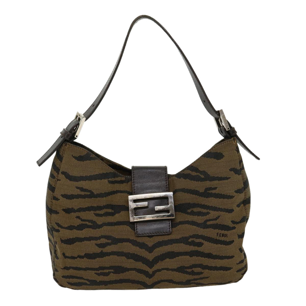 FENDI Animal Mamma Baguette Shoulder Bag Brown Black am2687g