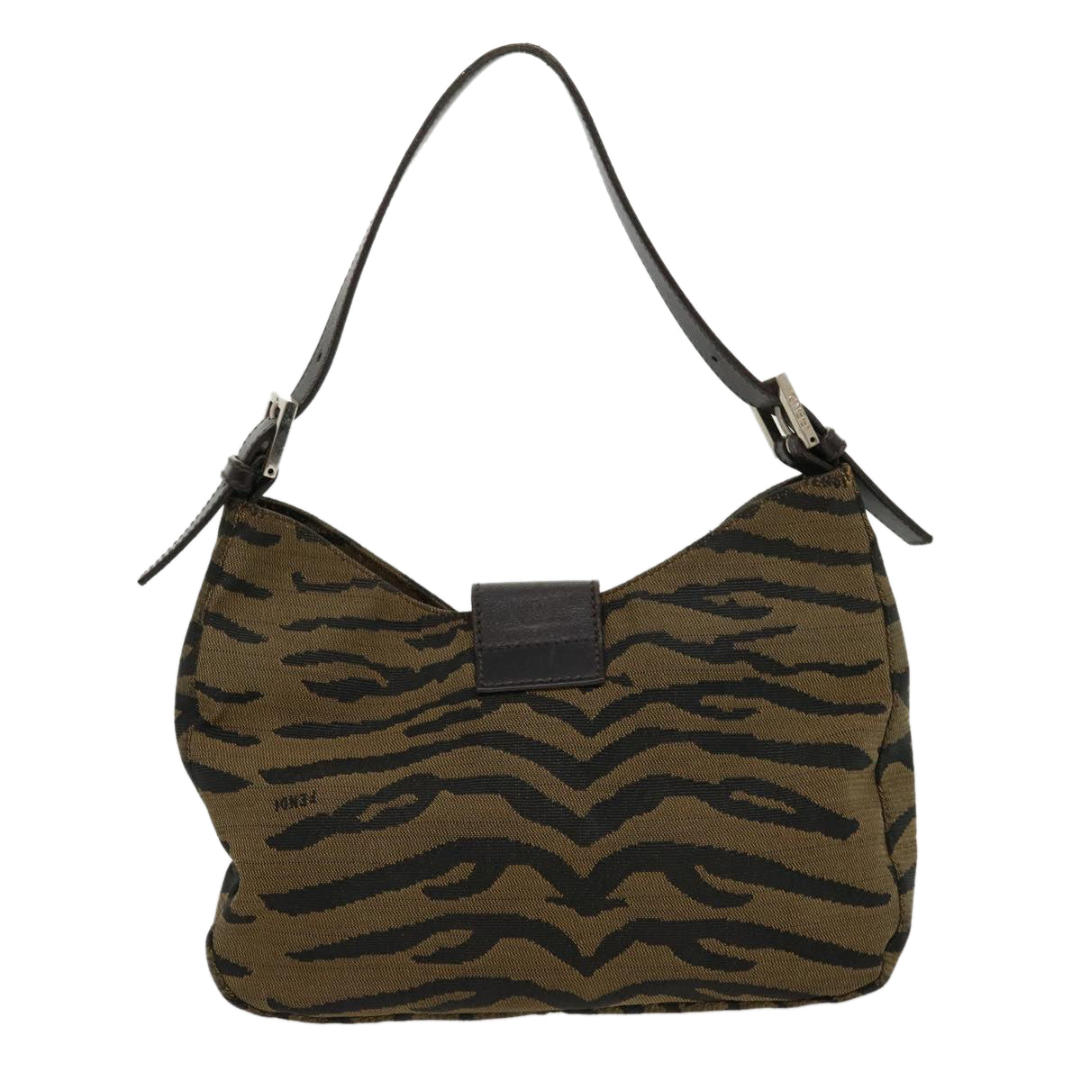 FENDI Animal Mamma Baguette Shoulder Bag Brown Black am2687g
