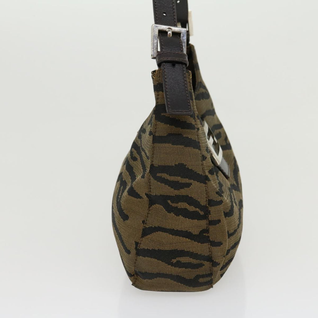 FENDI Animal Mamma Baguette Shoulder Bag Brown Black am2687g