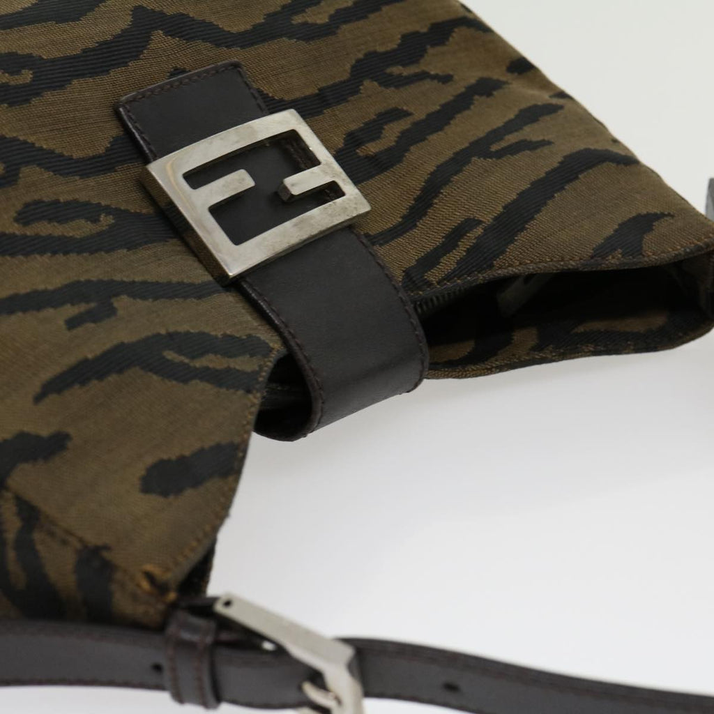 FENDI Animal Mamma Baguette Shoulder Bag Brown Black am2687g