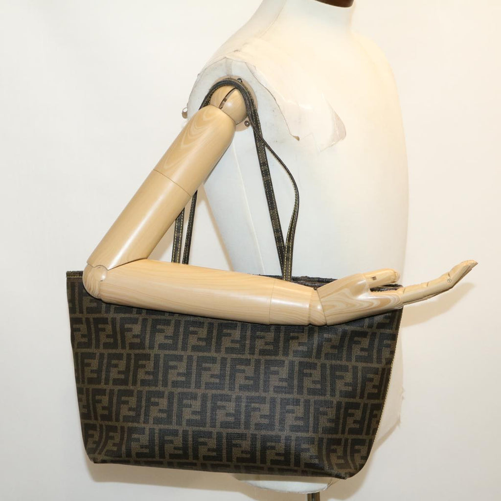 FENDI Zucca Canvas Shoulder Bag 2Set Black Brown am2696g