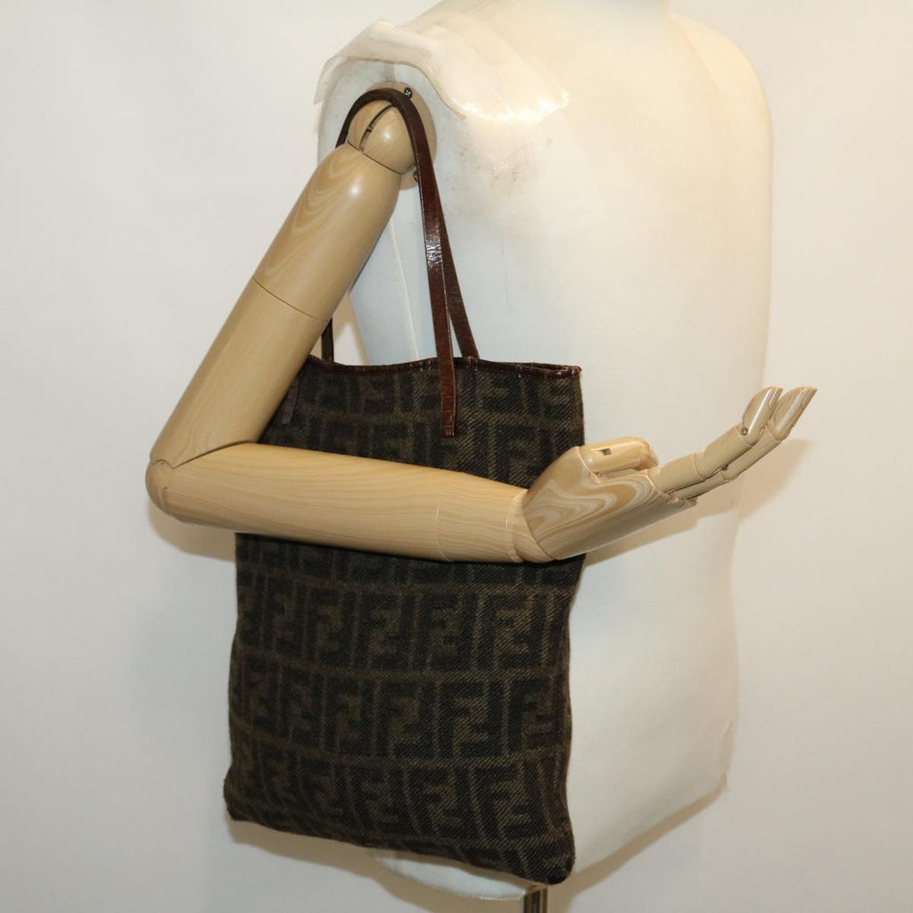 FENDI Zucca Canvas Tote Bag Wool Brown am2733g