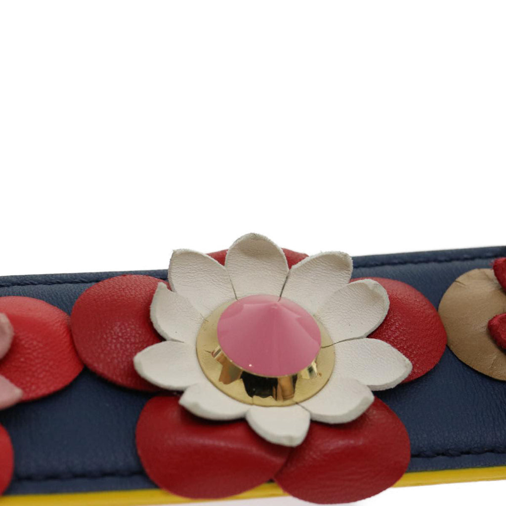 FENDI Strap You Flower Shoulder Strap Leather Multicolor Navy 8AV077 am2736g