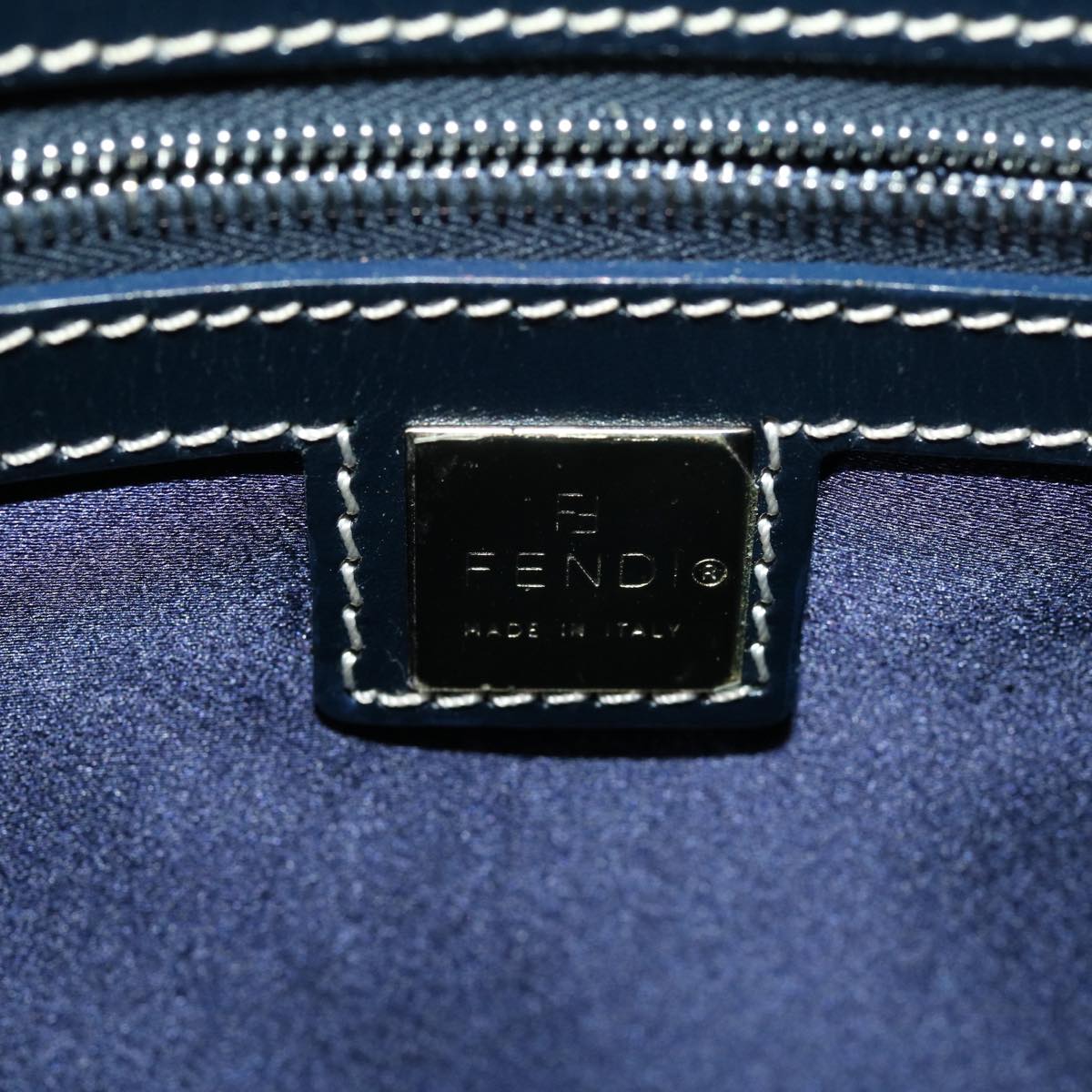 FENDI Zucchino Canvas Hand Bag Navy am2737g
