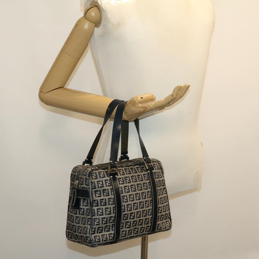 FENDI Zucchino Canvas Hand Bag Navy am2737g