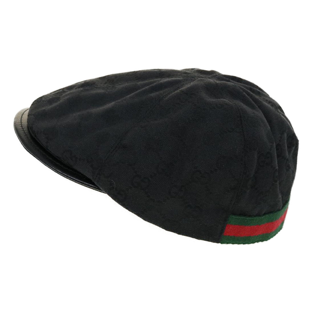GUCCI Web Sherry Line GG Canvas Hunting cap Hat Black Green Red am2782g