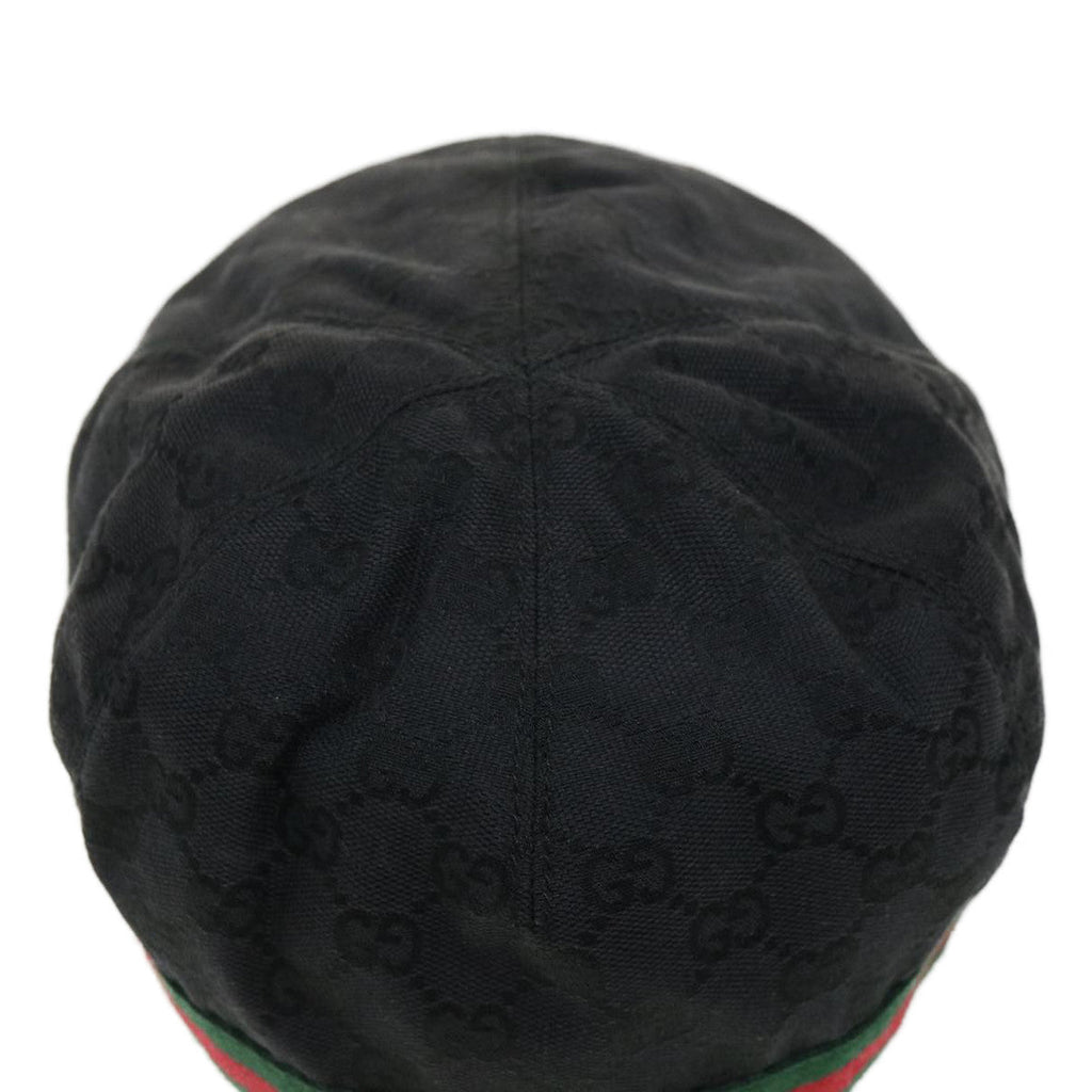 GUCCI Web Sherry Line GG Canvas Hunting cap Hat Black Green Red am2782g