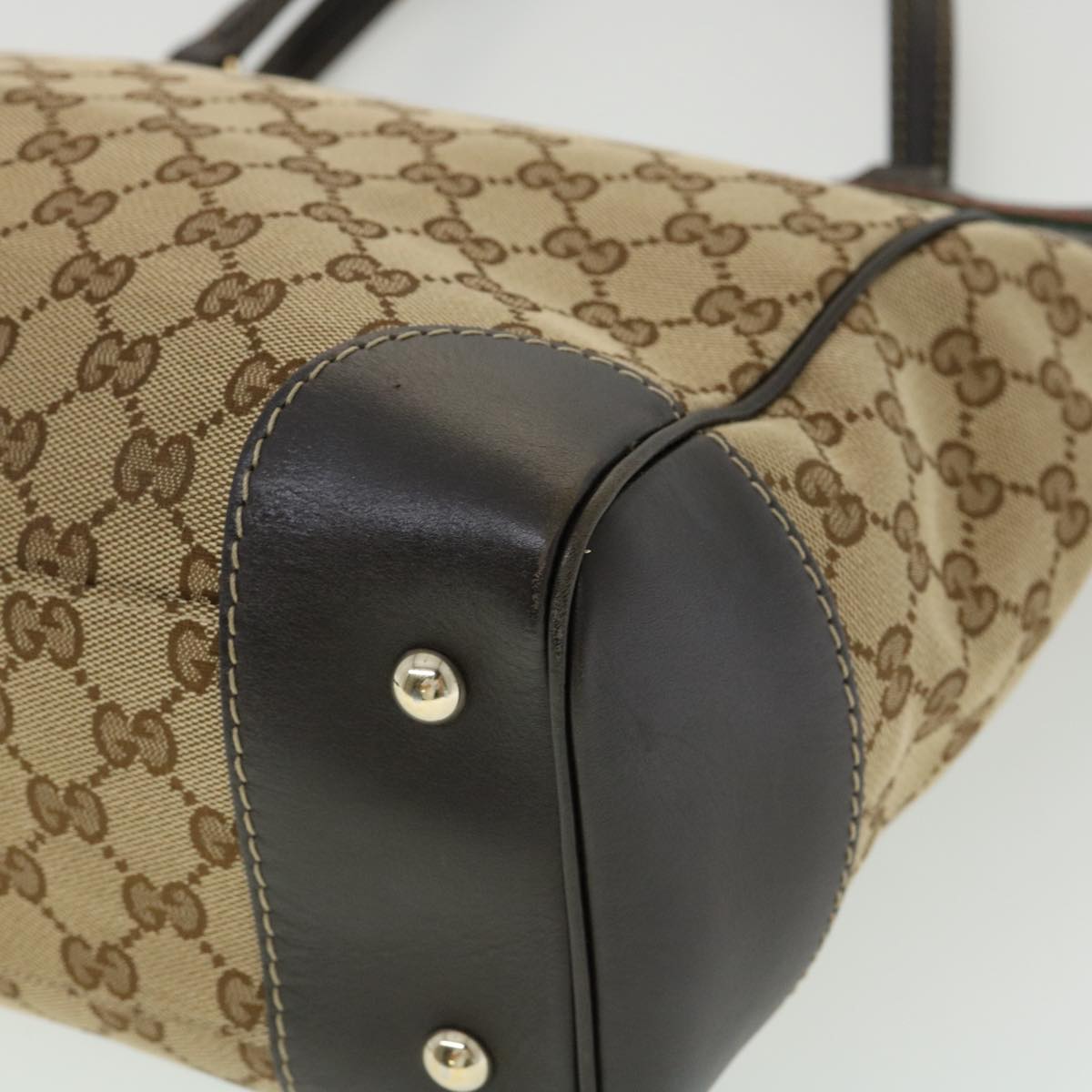 GUCCI Web Sherry Line GG Canvas Tote Bag Beige Green Red am2786g